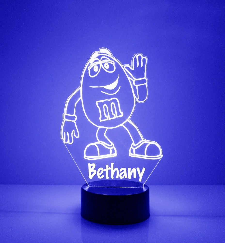 M&M Candy Character, Personalized LED Night Light Lamp, with Remote Control