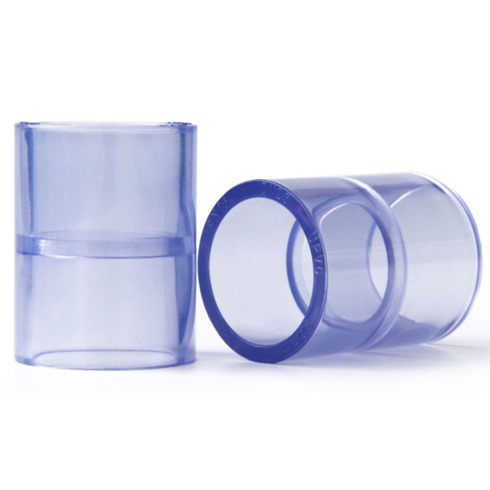 PVC Direct Pipe Fitting Straight Joint Water Pipe Socket Coupling Transparent