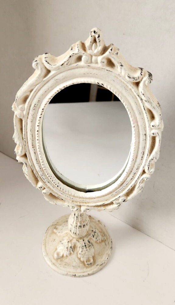 Cast Iron Frame Vanity Mirror Stand Shabby Chic Boho Victorian Decor 10"