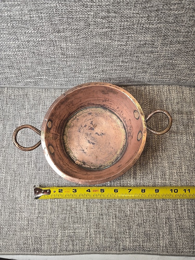 Copper Pan With Brass Handles Vintage
