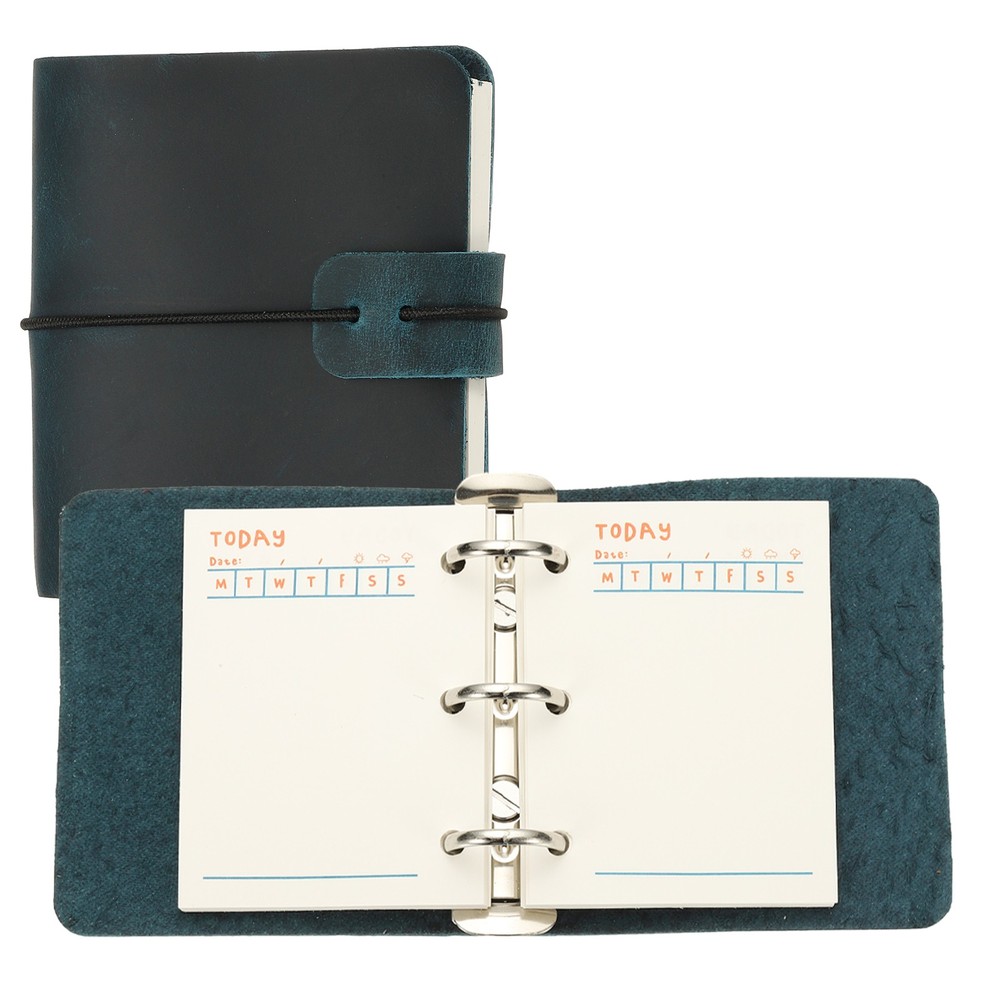 A9 Leather Journal 3 Ring Notebook Binder Planner Loose Leaf, Blue