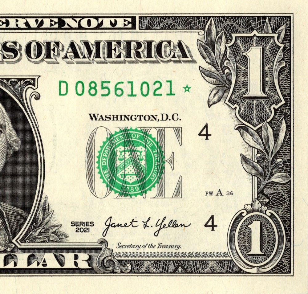 2021 D Star Note One Dollar Bill Regular Run Pack Note D08561021*