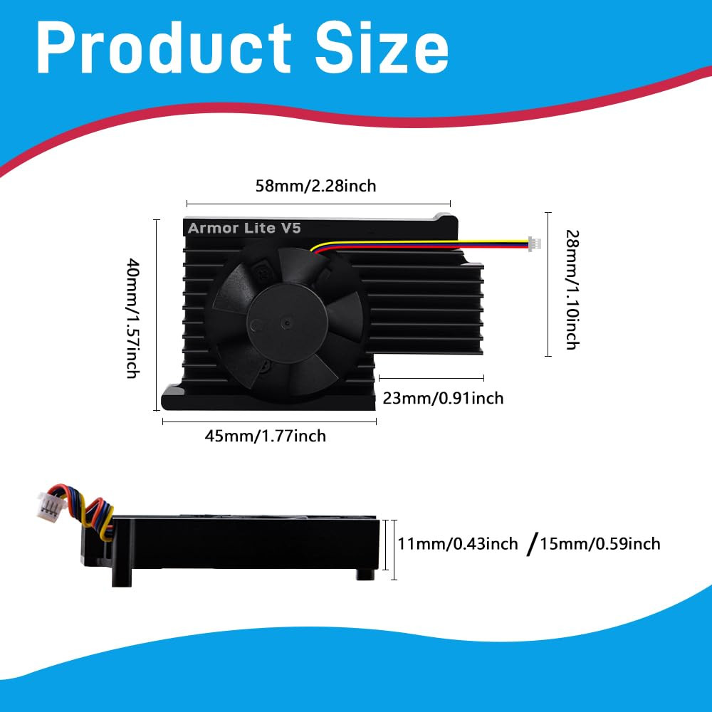 Geeekpi Active Cooler for Raspberry Pi 5, Armor Lite V5 Cooler for Raspberry Pi