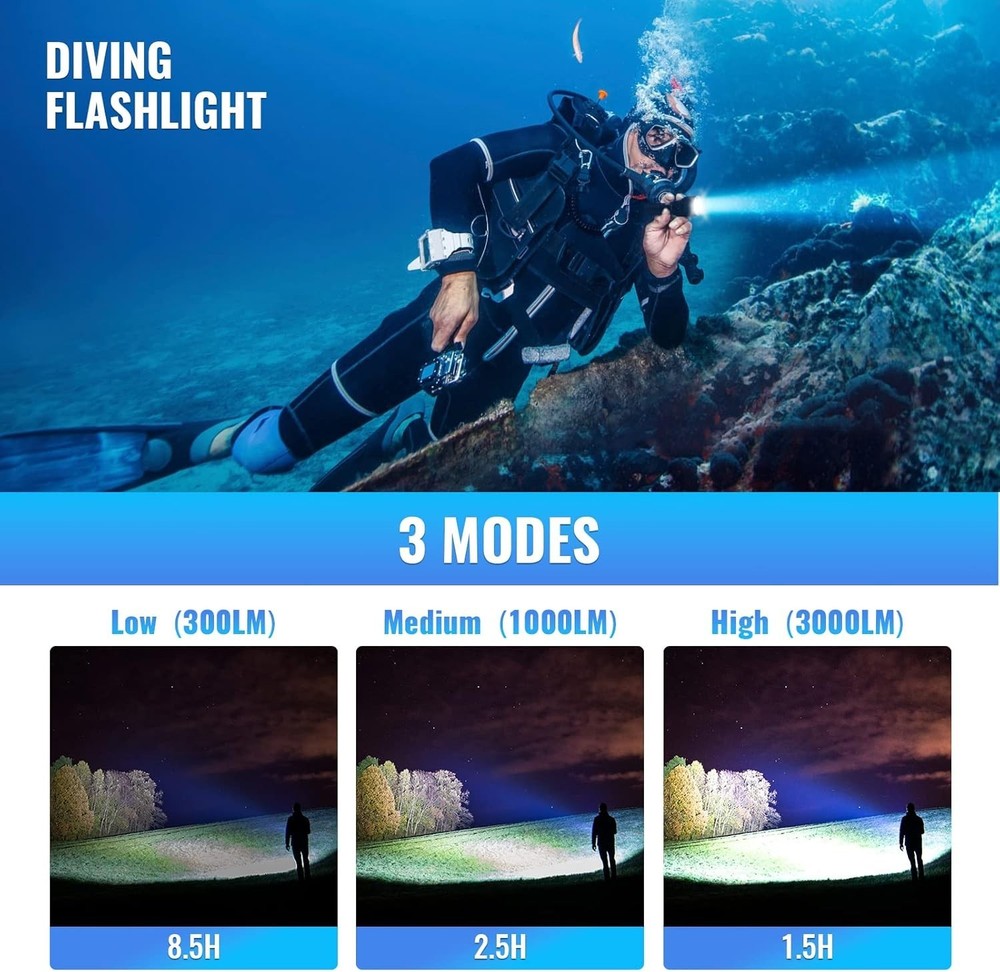 Sofirn SD05 3000 Lumen Dive Light Powerful Scuba Diving Flashlight waterproof