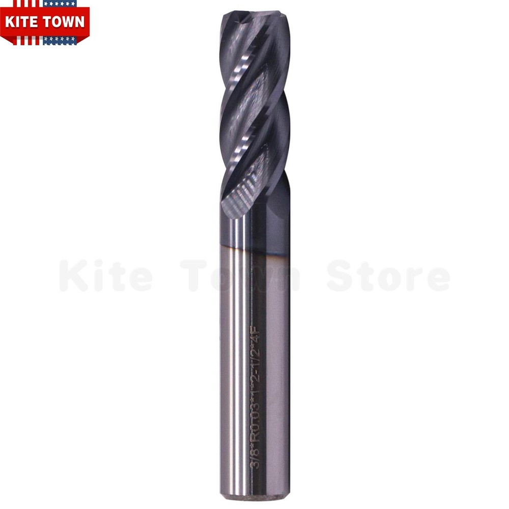 3/8" 4 Flute Solid Carbide End Mill - .030" Corner Radius - AlTiN Coated