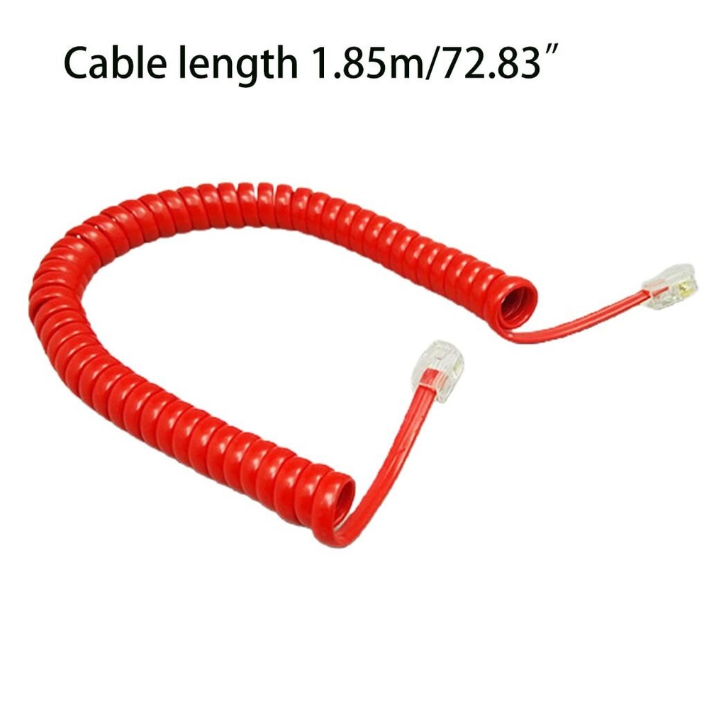 6Ft Four-core Telephone Handset Cable Cord Modular Coiled Black/Red/White