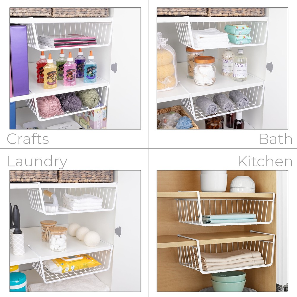 Cabinet Baskets, White, 2 Count