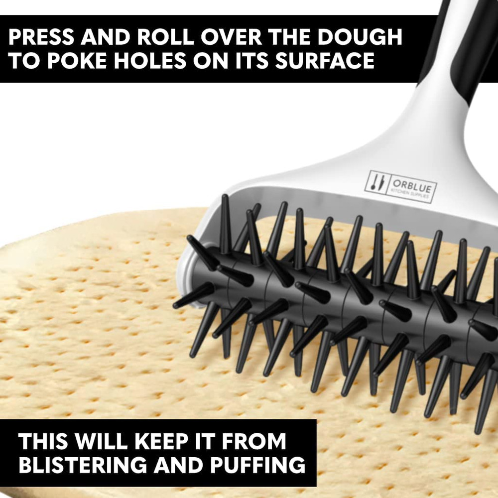 Pizza Dough Docker Pastry Roller with Spikes, Pizza Docking Tool for Home & Comm
