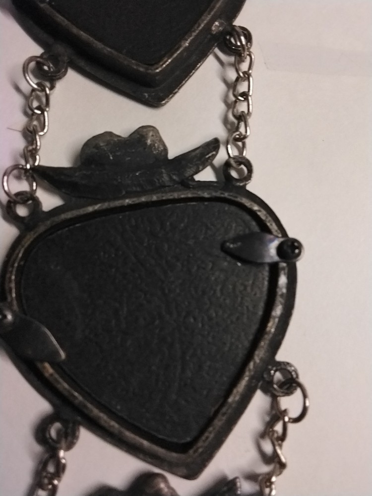 Three Silver/Pewter Frames Connected by Chains. Length 10" Each Frame 3"