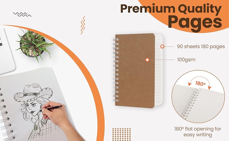 Spiral Notebook, Small Poet Size Notebooks for Writing Ding