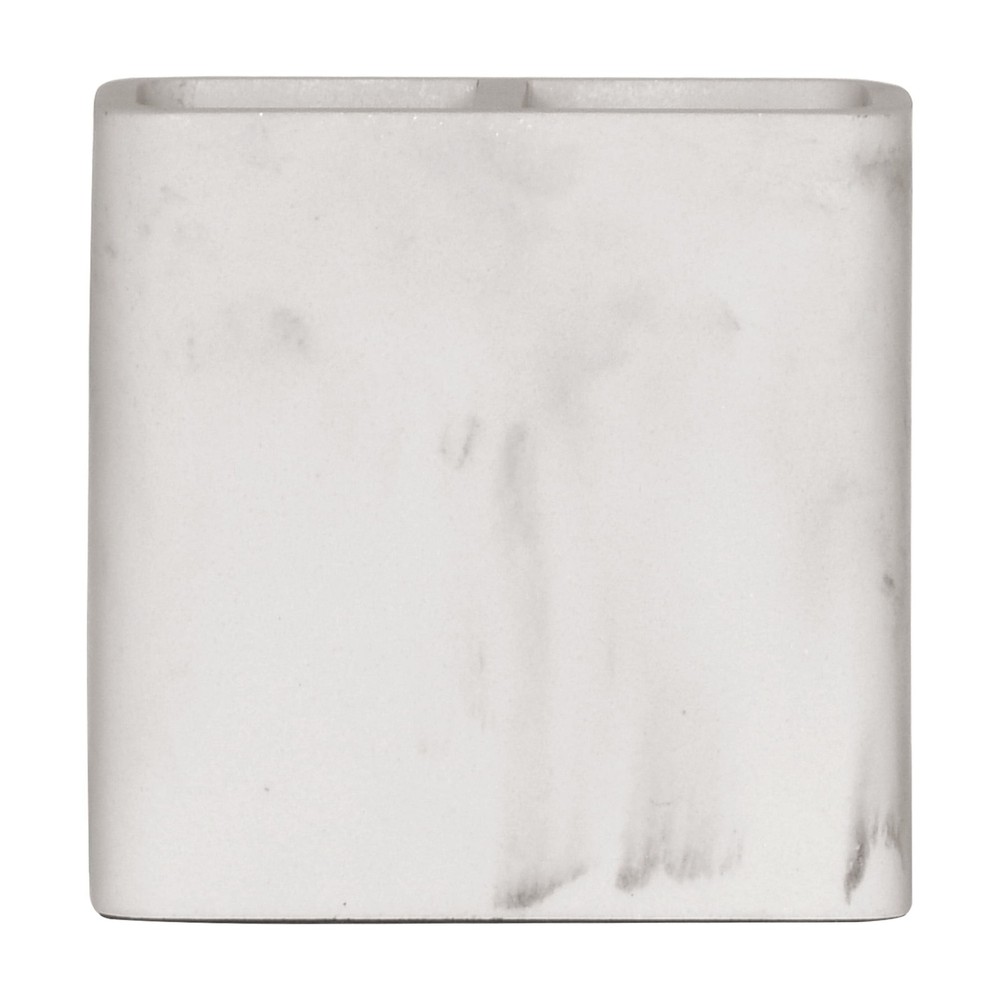Faux Marble Toothbrush Holder Multi-Purpose Use Organizer Elegant White