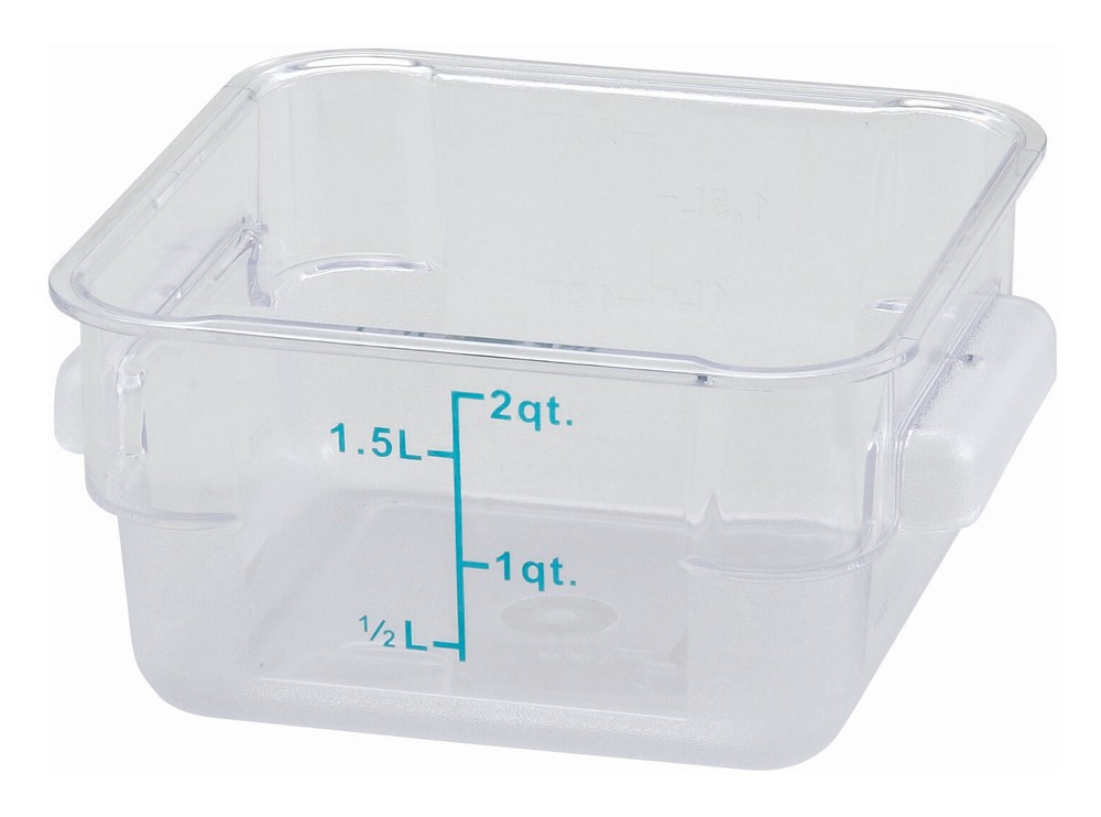 2qt Square Storage Container, Clear, PC (12 Each)