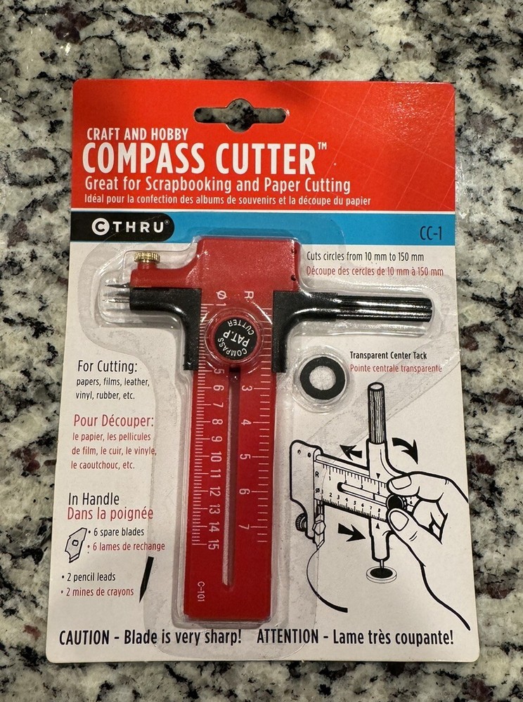 C-Thru Compass Circle Cutter, Red, CC1, Scrapbooking, New