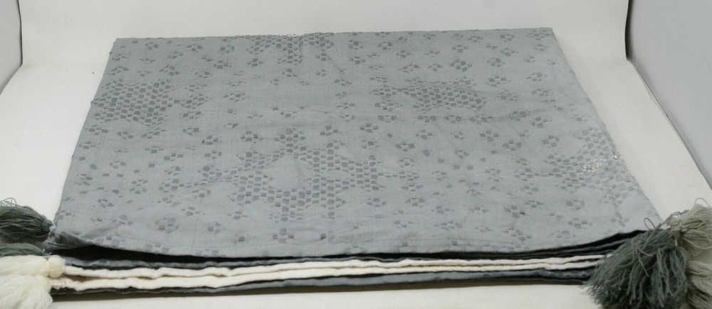 Global Caravan Embroidered Bed Runner in Grey
