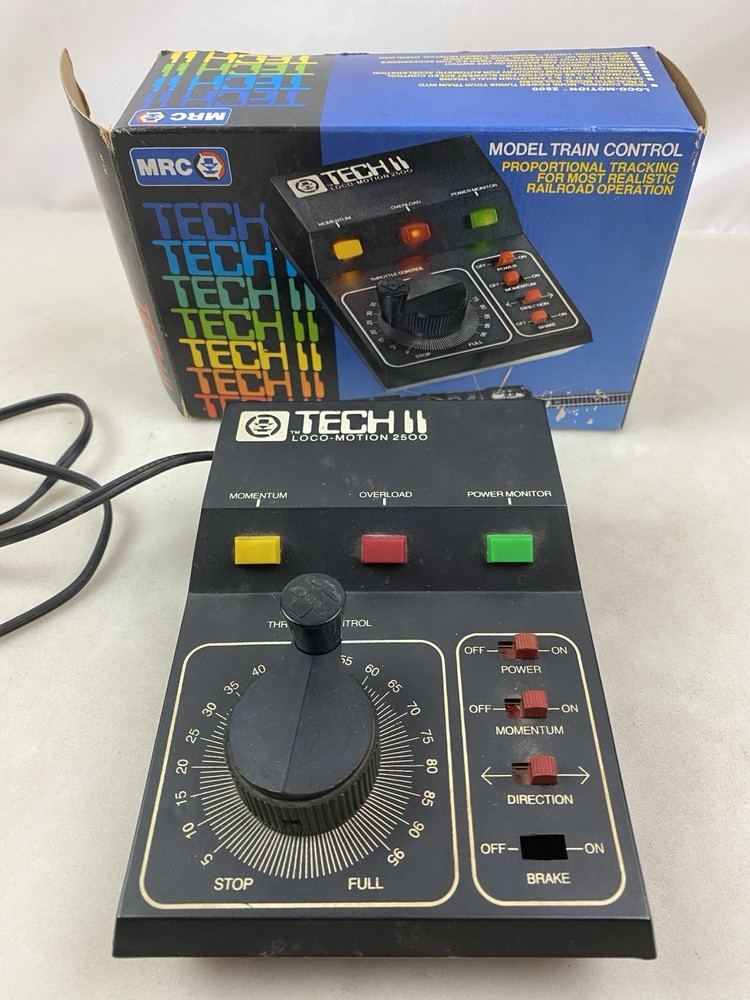 MRC Tech II Loco-Motion 2500 Model Train Controller Transformer w/ Box Powers On