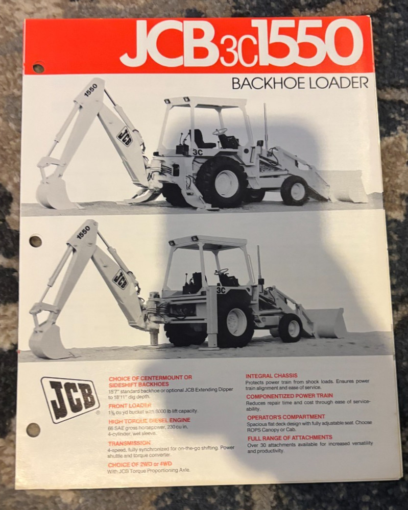 JCB 3C1550 Backhoe Loader Brochure AMIL25