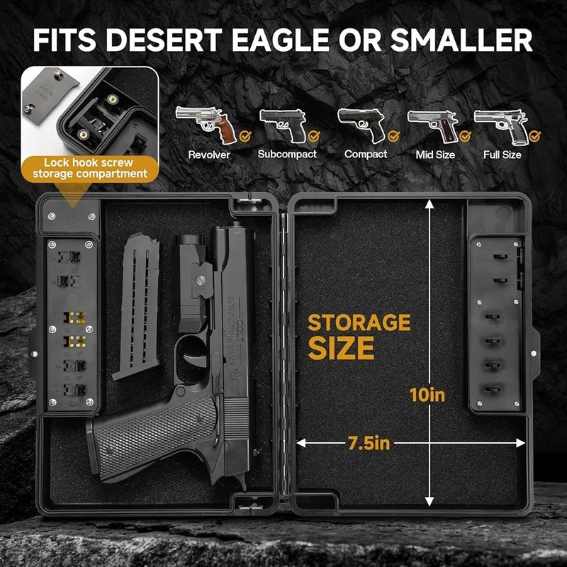 Handgun Safe Mechanical Combination 46 Customized Codes Compact Gun Storage Box