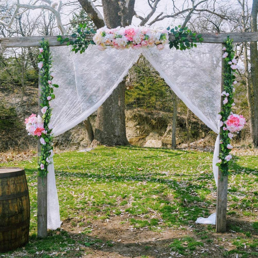 White Lace Tablecloth 60 × 120 Inch for Rustic Boho Wedding