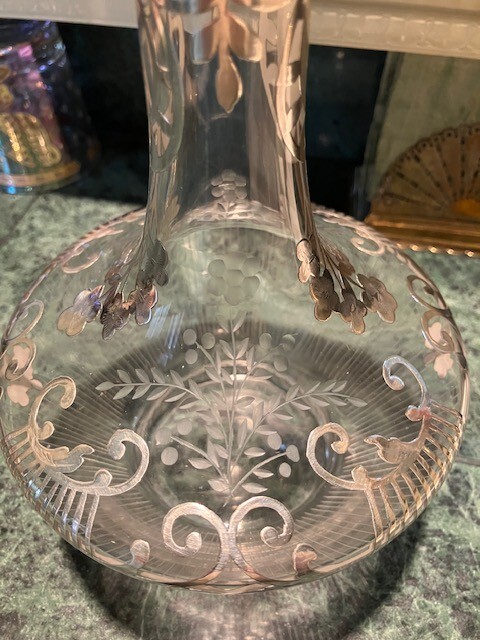 Vintage Silver Overlay Liquor Decanter
