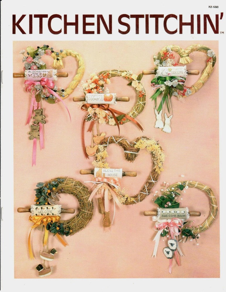 Kitchen Stitchin' Cross Stitch & Wreath Making Patterns Vintage Book