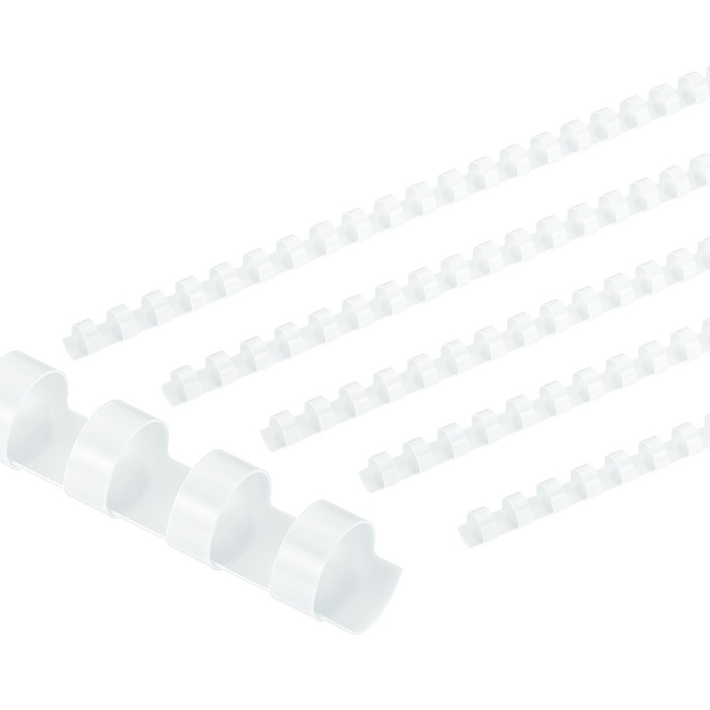 100Pcs 12mm (1/2") Plastic Binding Combs 90 Sheet Capacity 21 Rings, White