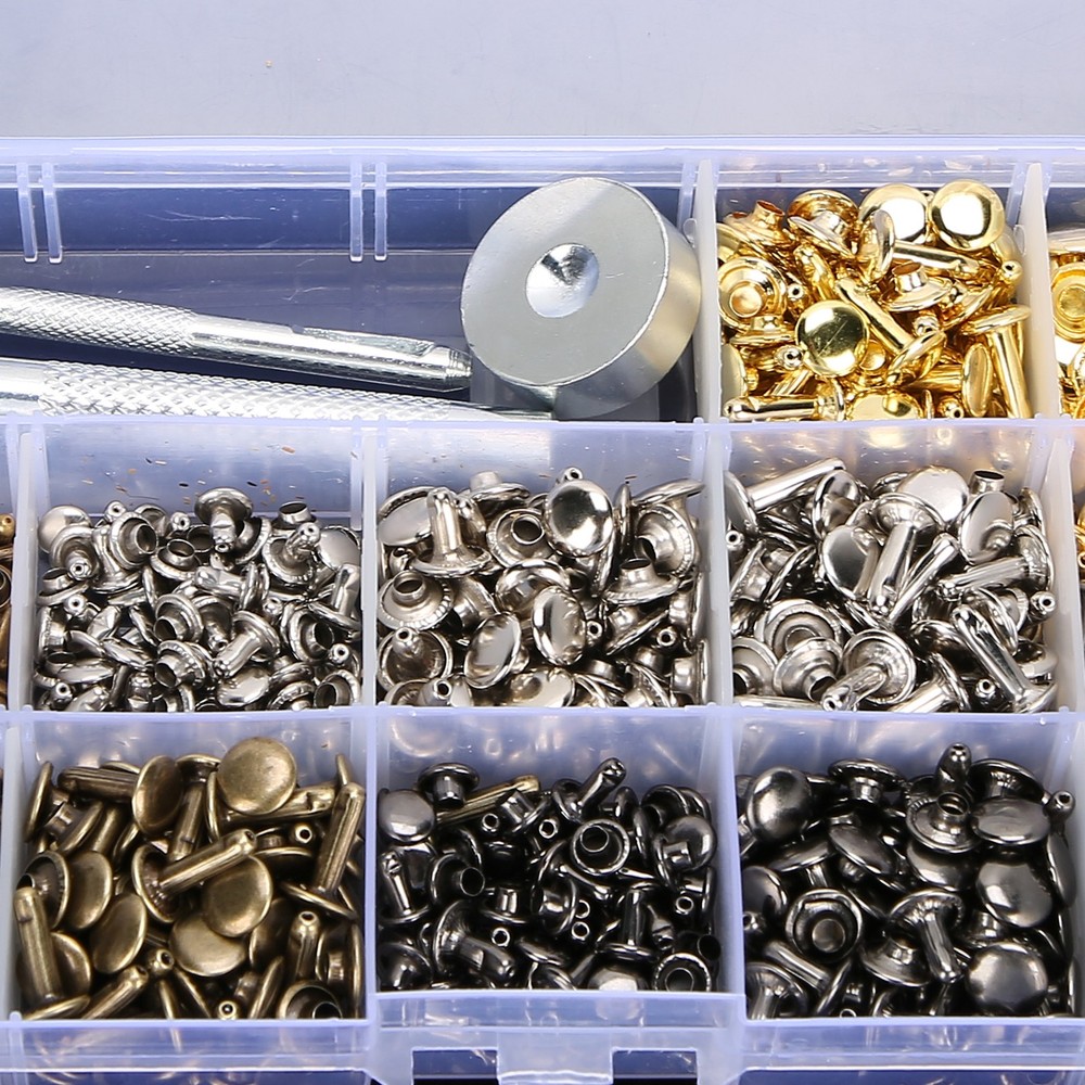 363Pcs Leather Rivets Set Rust-Proof Durable Brass Hand‑Made Accessories For DIY