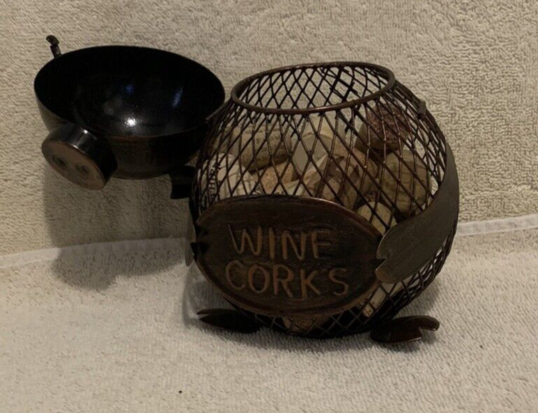 Antique Copper PIG WINE CORKS Holder Figurine 6x4 - EUC