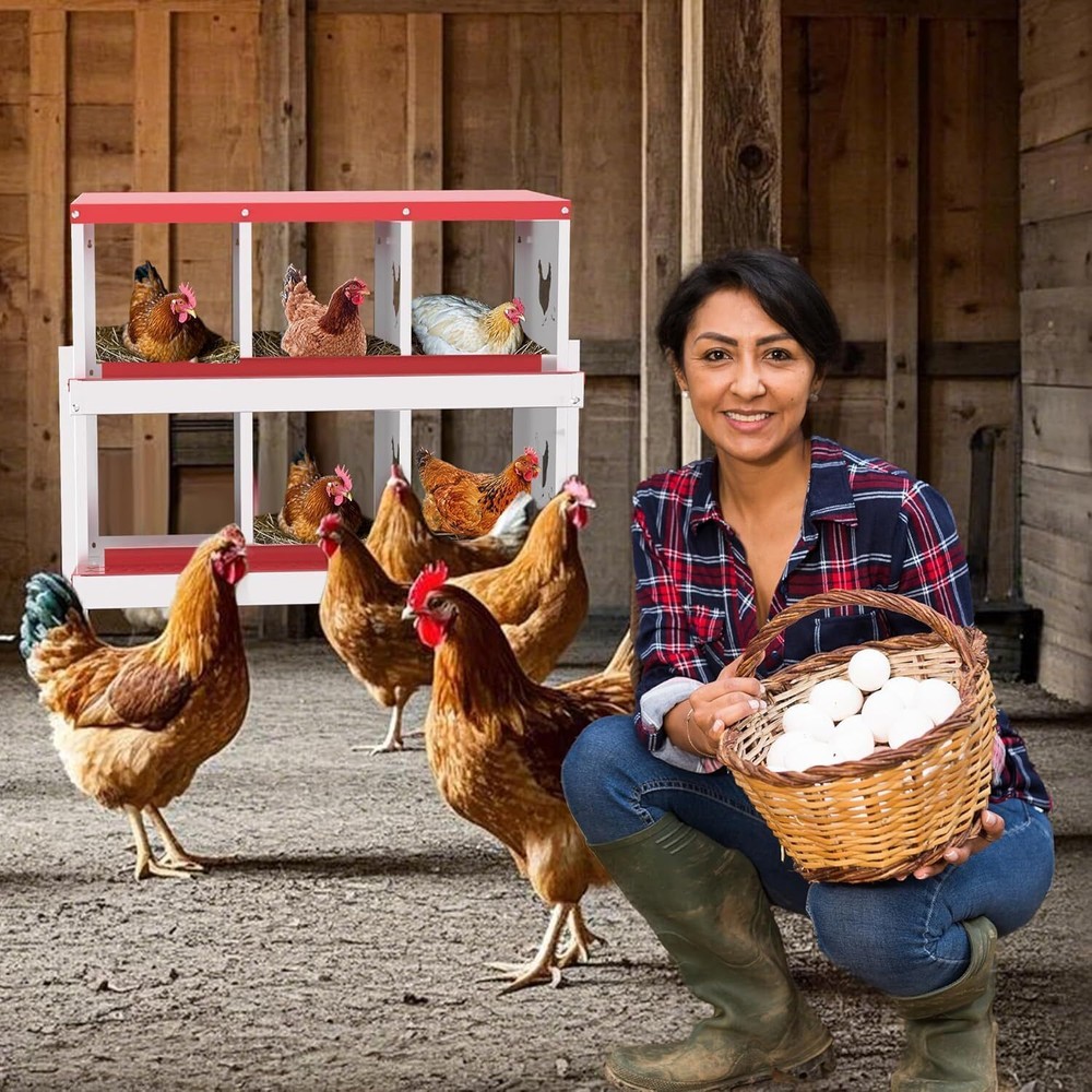 Chicken Nesting Box 6-10 Holes Cleanable, Pull Out Roll Away Metal Nesting Boxes