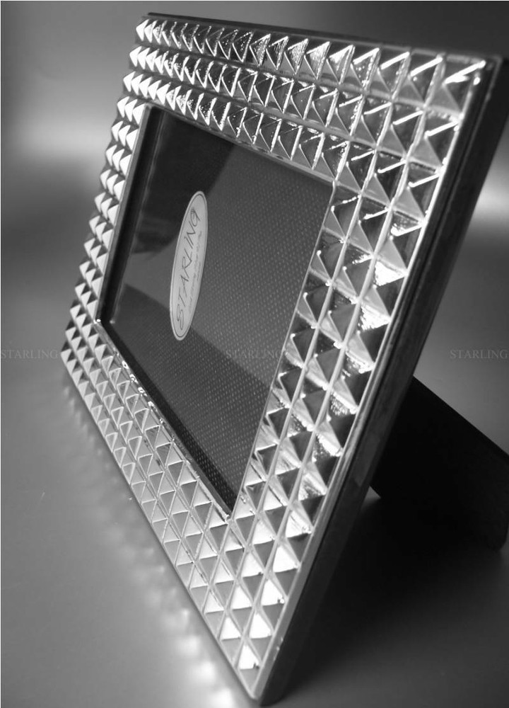 Solid 925 Sterling Silver Photo Frame Art Deco Mahogany Back-10x15(T1)
