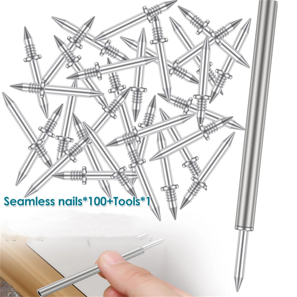 100Pcs/Set Double-Head Seamless Installation Nail With Sleeve Metal Nails