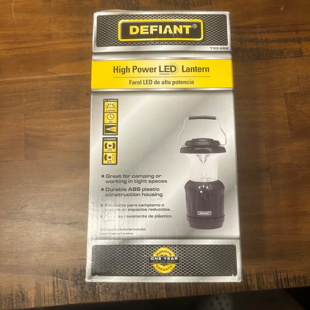 Defiant High Power LED Lantern Black Camping Work / HI & LOW Settings NEW in box