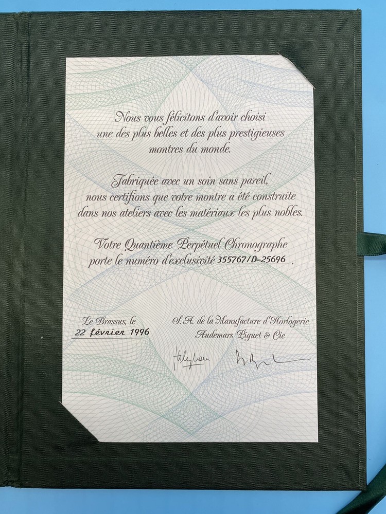 Audemars Piguet Certificate
