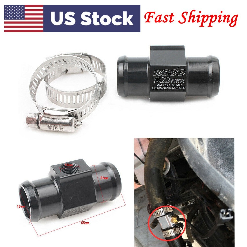 22mm Motorcycle Water Temp Temperature Joint Pipe Hose Sensor Gauge Adapter US