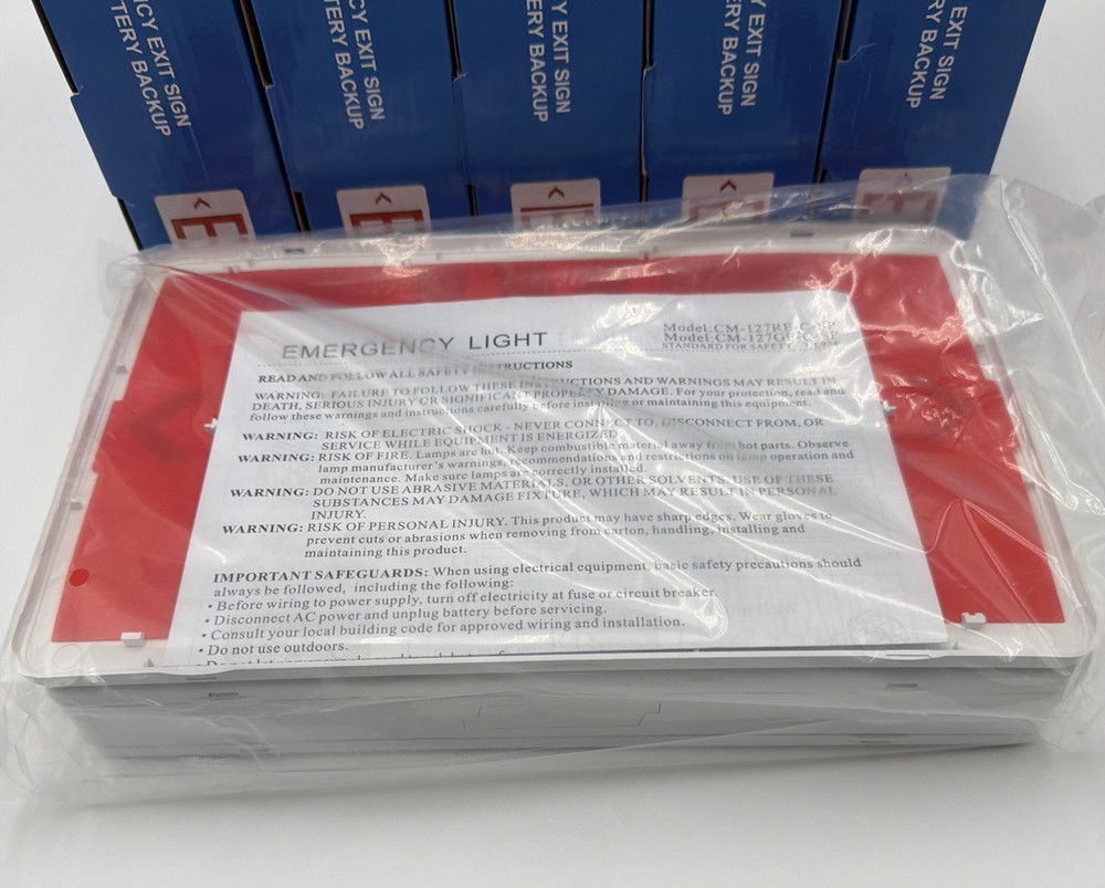 6 Pack LED Exit Sign Emergency Light Battery Backup 120/277V UL Red Double Face