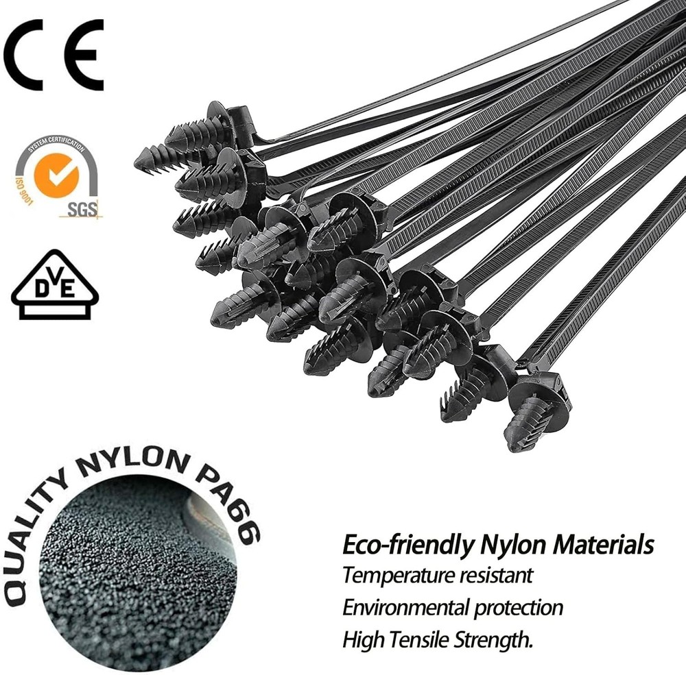 160Pcs Universal Nylon Push Mount Cable Zip Tie, Self Locking Cable Strap,Hea...
