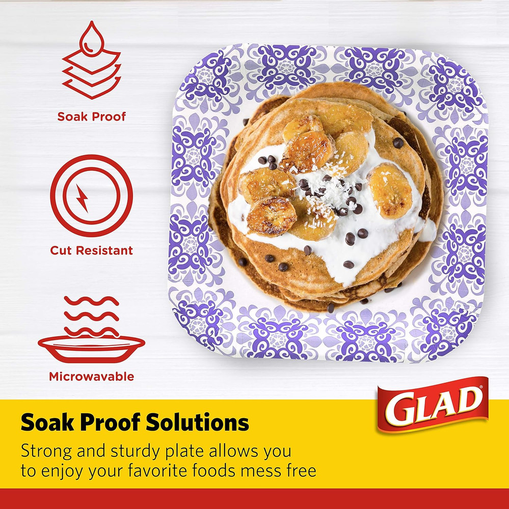 Square Disposable Paper Plates for All Occasions | Soak Proof, Cut Proof, Microw