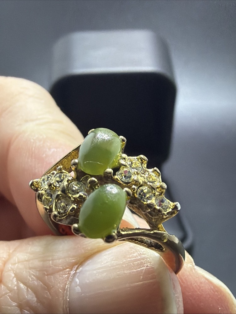 Vintage 16kt GP Jade Ring