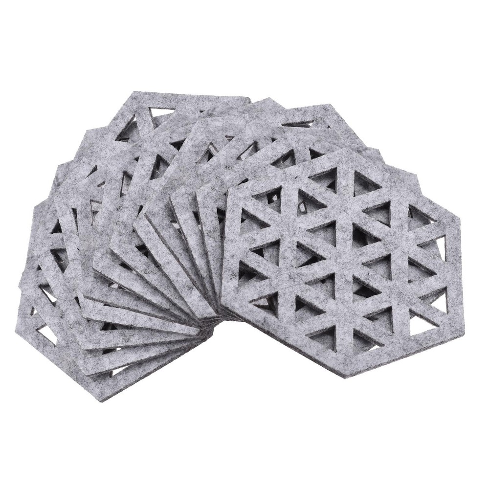Felt Coasters 12pcs Hexagonal Coasters Coasters, Light Grey