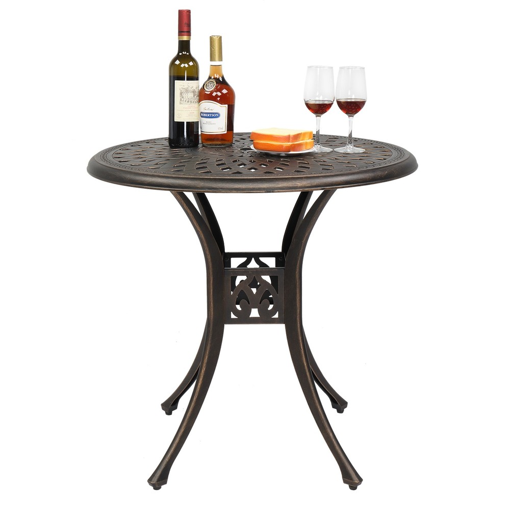 78cm Bronze Cast Aluminum Courtyard Table, Circular Diamond Top