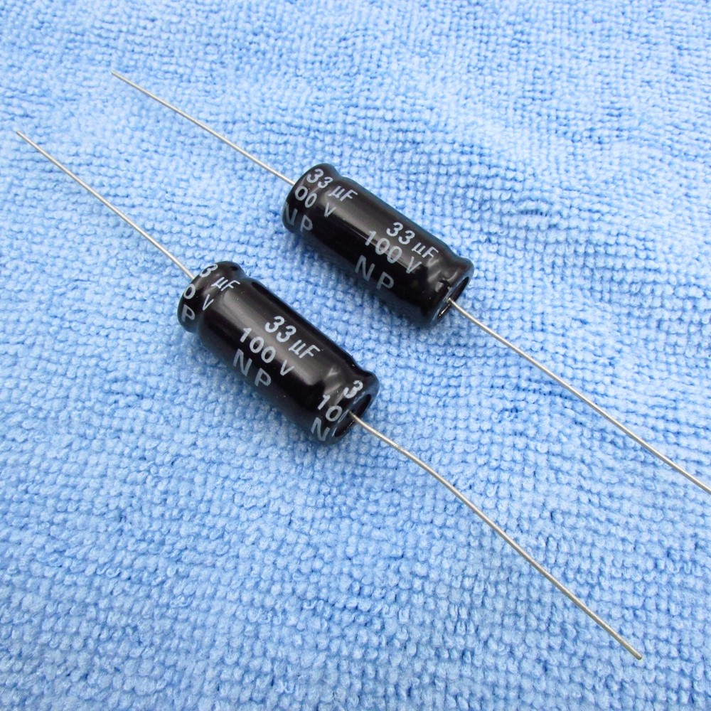 Qty 2  33uF 100V Electrolytic Non-Polarized Speaker Crossover Capacitor