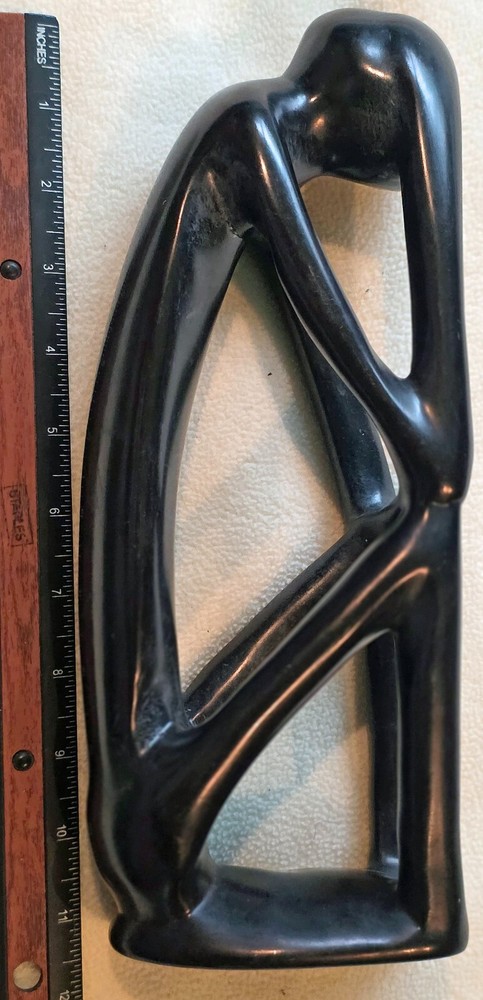 Thinking Man Black Soapstone 12 1/2" High Figure