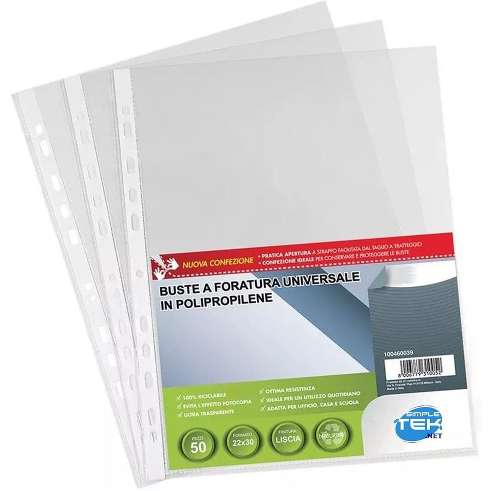 50 X High Thickness Punched Sleeves 22x30 For Ring Binders Documents