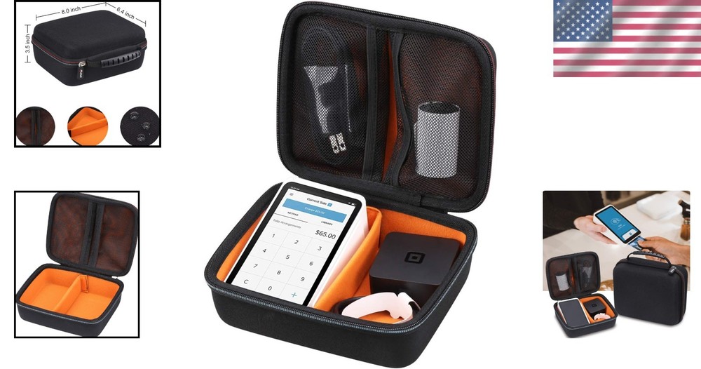 Compact Zippered Hard Case for Square Terminal & Printer Paper - 4 Compartments