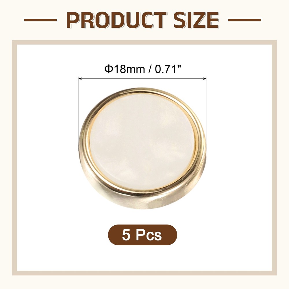 5Pcs Round Button, 18mm/0.7" Resin Decorative Pattern Button, White