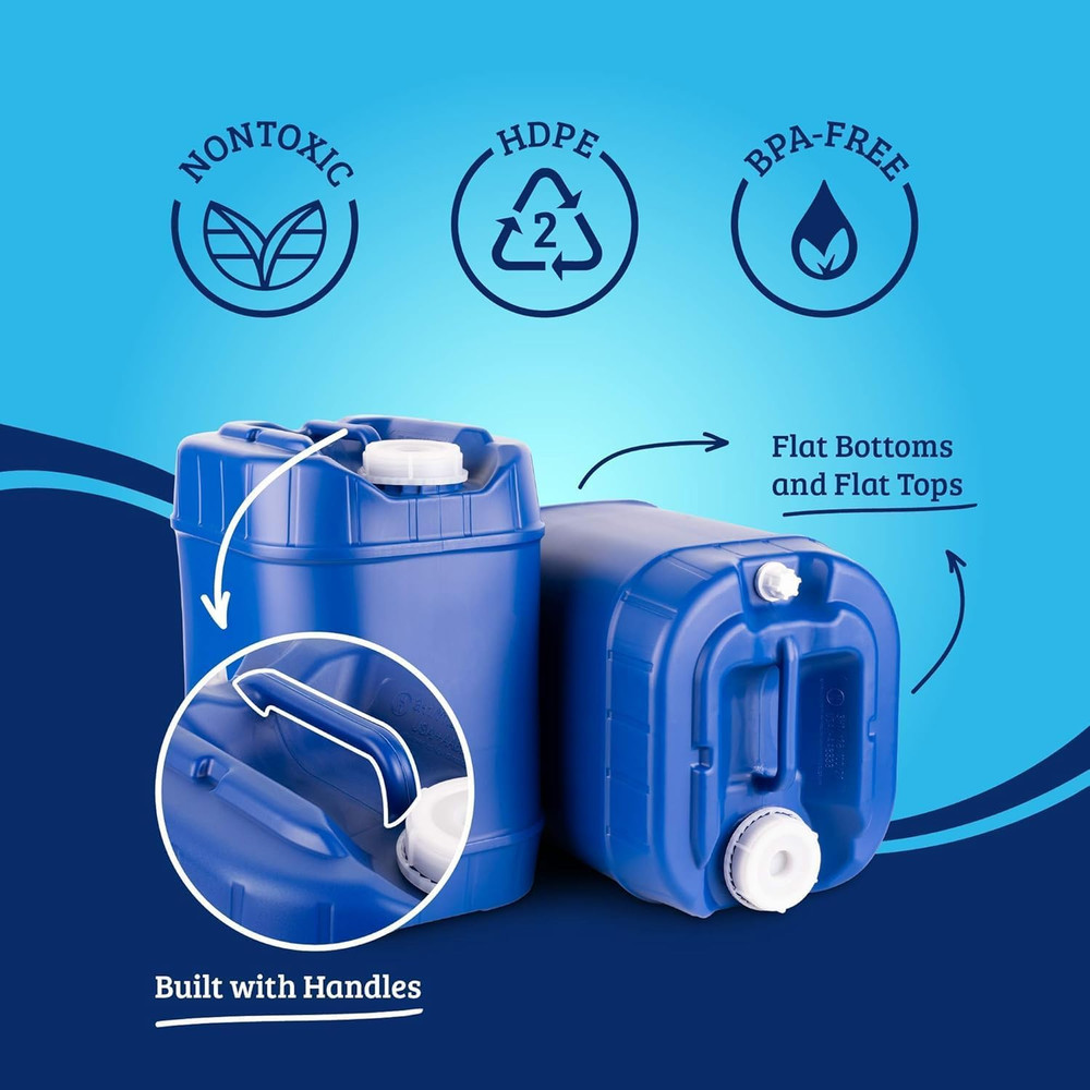 5-Gallon Stackable Water Storage Containers, Emergency Water Storage for Camping