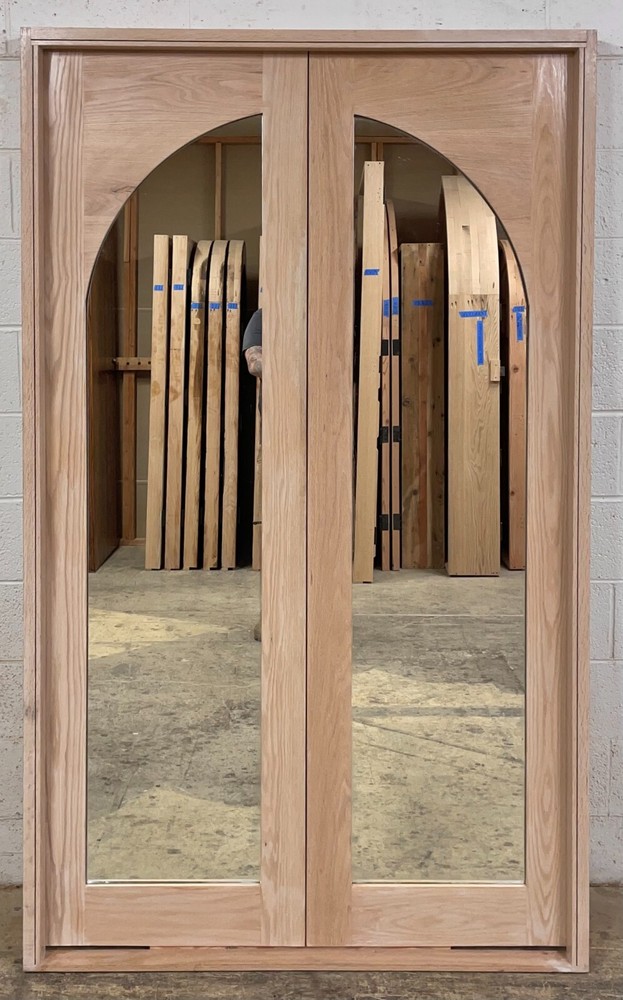 Prehung DOUBLE solid OAK DOOR  mirrored interior bedroom closet U choose size