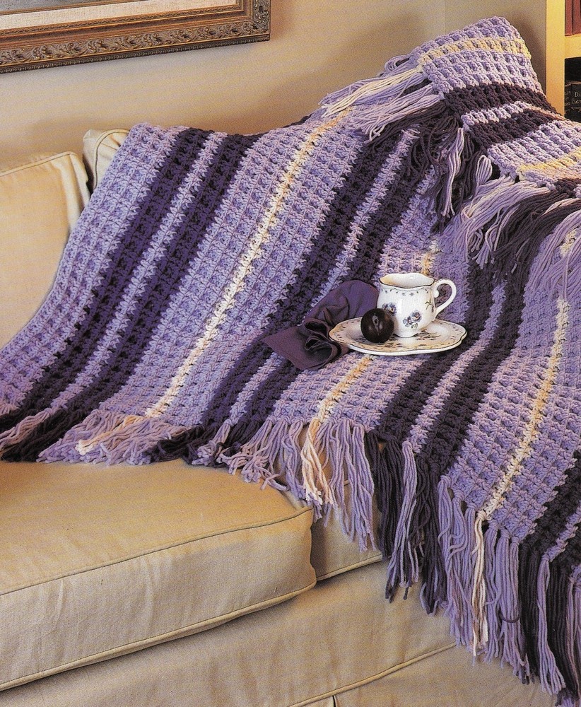 QUICK & COZY Stripe Afghan/Crochet Pattern INSTRUCTIONS ONLY