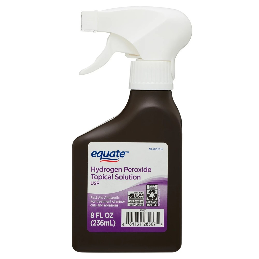 Equate 3% Hydrogen Peroxide Topical Antiseptic Spray - 8 Pack, 8 oz Each Bottle
