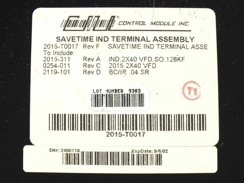 Control Module 2015-T0017 2000 Series CMI SaveTime Time Clock Terminal No Keys