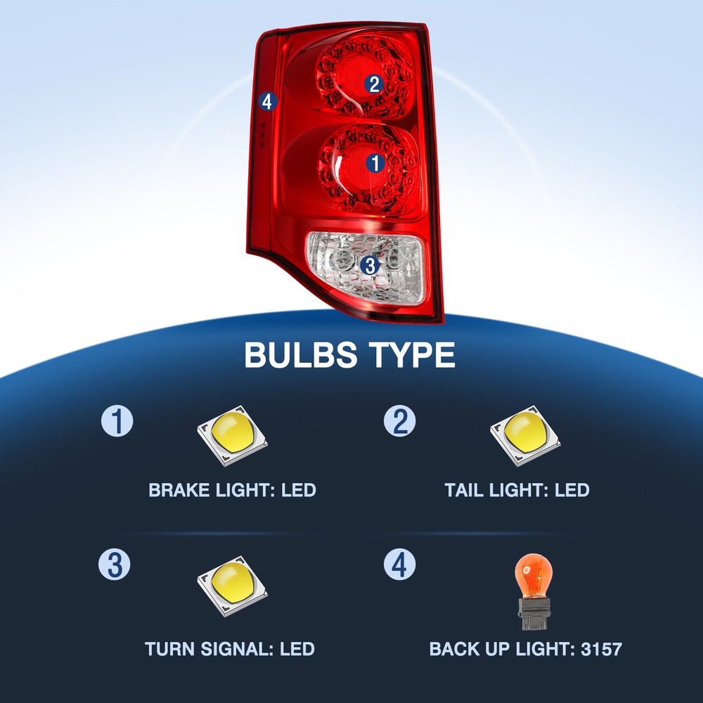 For 2011-2020 Dodge Grand Caravan LED Tail Light Brake Lamp Left Driver Side